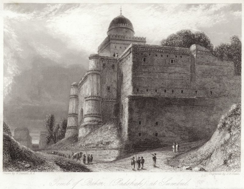 Tomb of Baber at Sumbul Babur by William Daniell