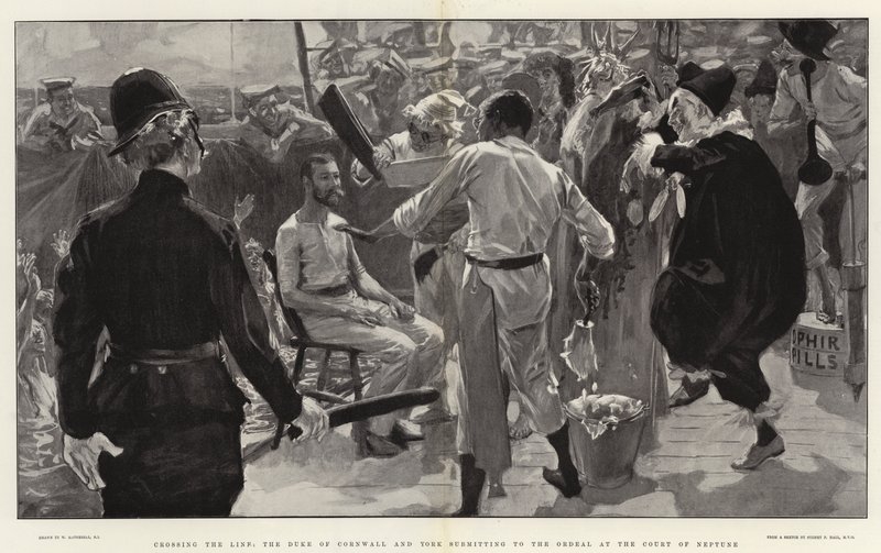Crossing the Line, the Duke of Cornwall and York submitting to the Ordeal at the Court of Neptune by William Hatherell