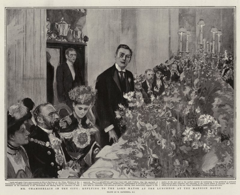 Mr Chamberlain in the City, replying to the Lord Mayor at the Luncheon at the Mansion House by William Hatherell