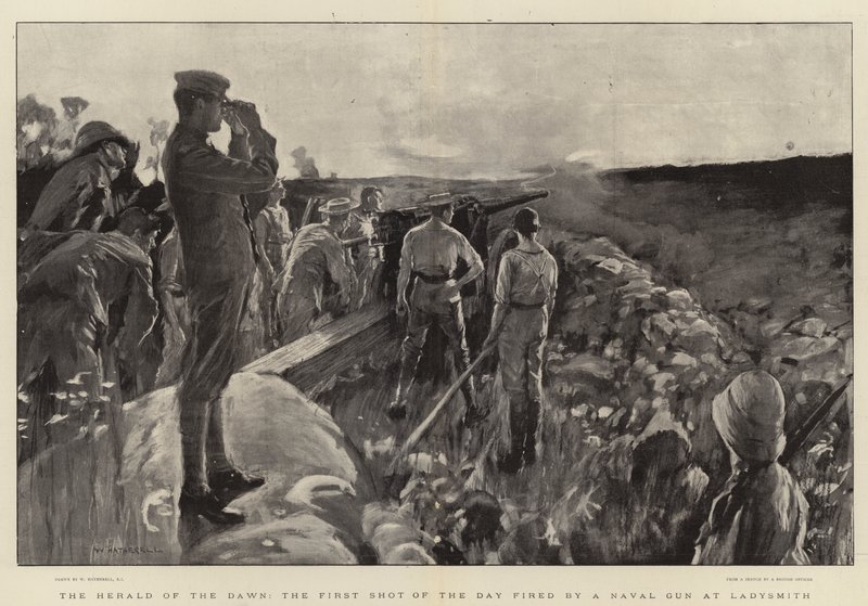 The Herald of the Dawn, the First Shot of the Day fired by a Naval Gun at Ladysmith by William Hatherell