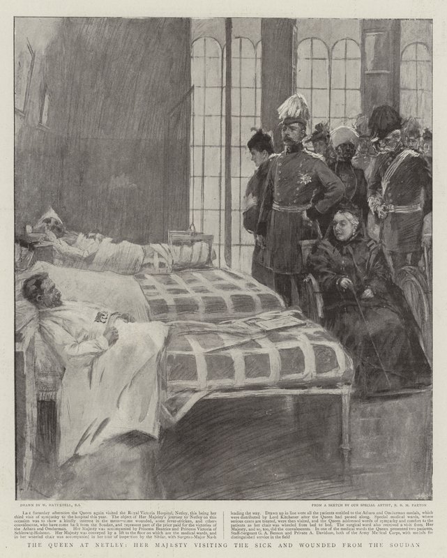 The Queen at Netley, Her Majesty Visiting the Sick and Wounded from the Soudan by William Hatherell