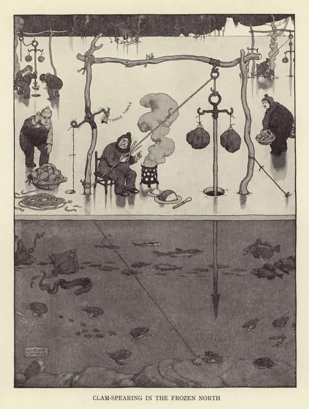 Clam-spearing in the frozen north by William Heath Robinson