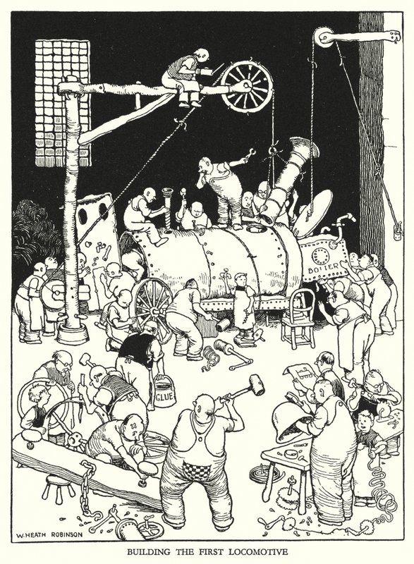 Illustration for Railway Ribaldry by W Heath Robinson by William Heath Robinson