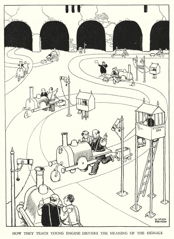 Illustration for Railway Ribaldry by W Heath Robinson by William Heath Robinson