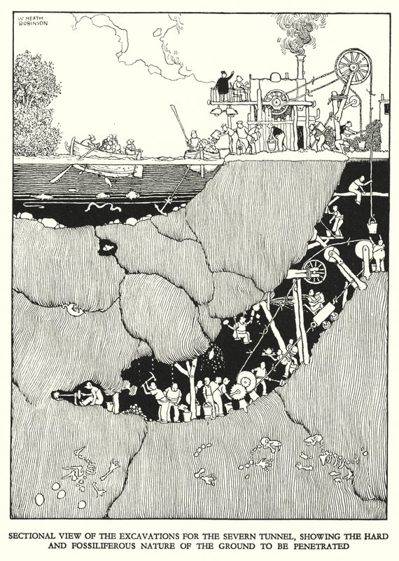 Illustration for Railway Ribaldry by W Heath Robinson by William Heath Robinson