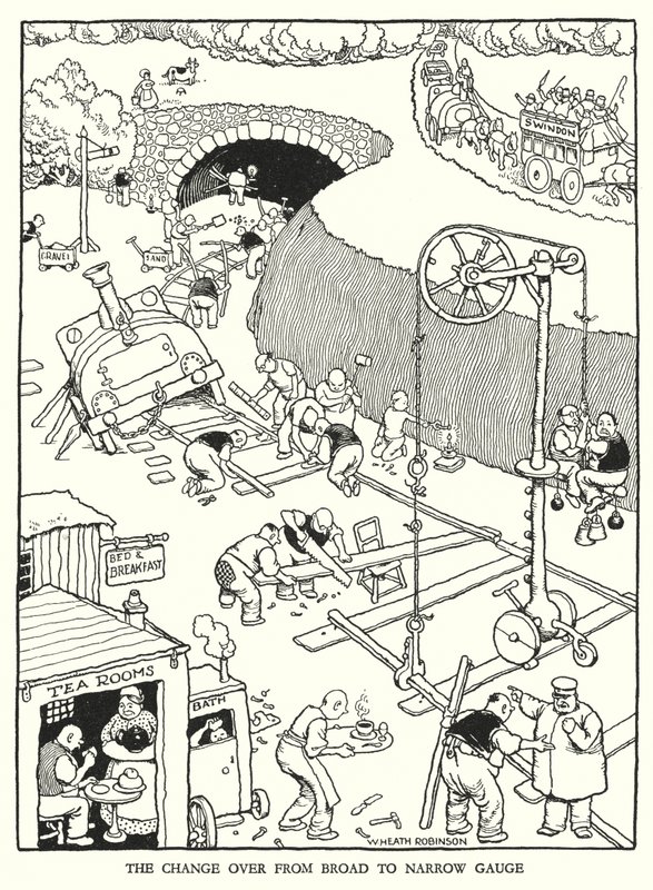 Illustration for Railway Ribaldry by W Heath Robinson by William Heath Robinson