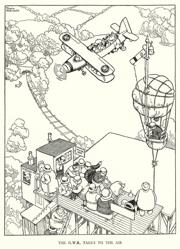Illustration for Railway Ribaldry by W Heath Robinson by William Heath Robinson