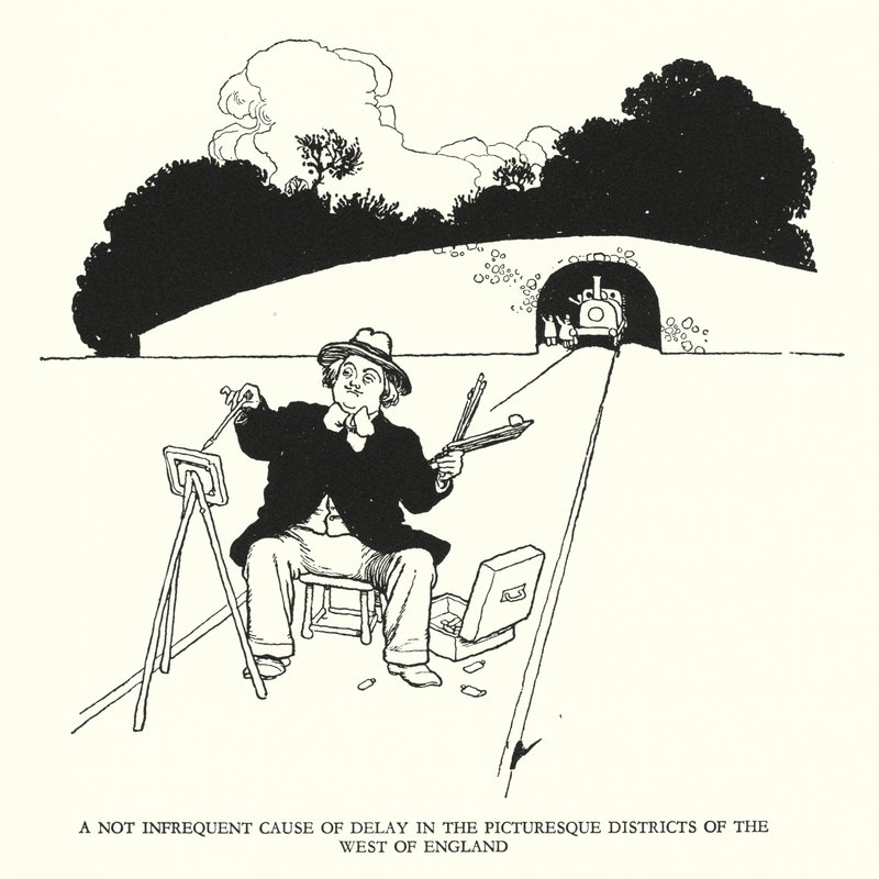 Illustration for Railway Ribaldry by W Heath Robinson by William Heath Robinson