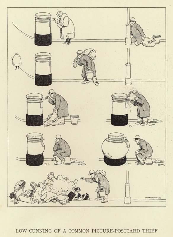 Low cunning of a common picture-postcard thief by William Heath Robinson