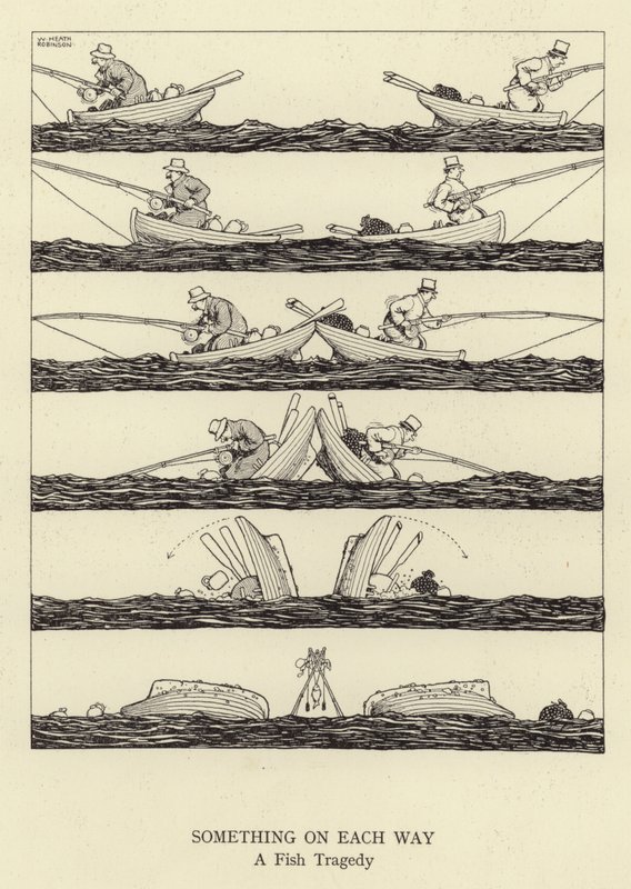 Something on Each Way, a Fish Tragedy by William Heath Robinson