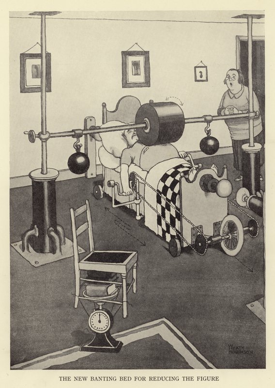 The new banting bed for reducing the figure by William Heath Robinson