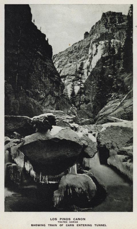 Canyons of Colorado: Los Pinos Canon, Toltec Gorge, Showing Train of Cars Entering Tunnel by William Henry Jackson