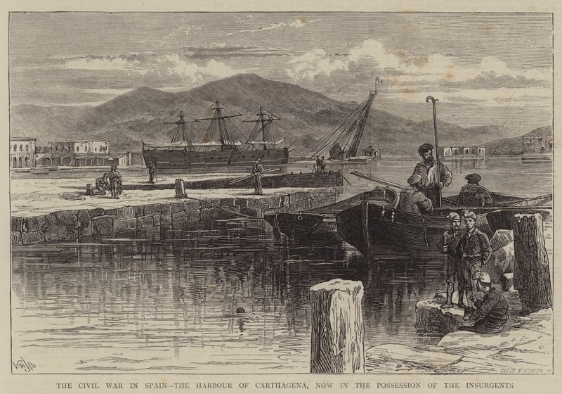 The Civil War in Spain, the Harbour of Carthagena, Now in the Possession of the Insurgents by William Henry James Boot