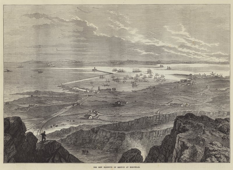 The New Harbour of Refuge at Holyhead by William Henry Pike