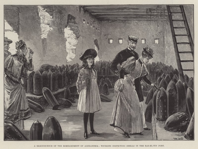 A Reminiscence of the Bombardment of Alexandria, Tourists Inspecting Shells in the Ras-el-Tin Fort by William Heysham Overend