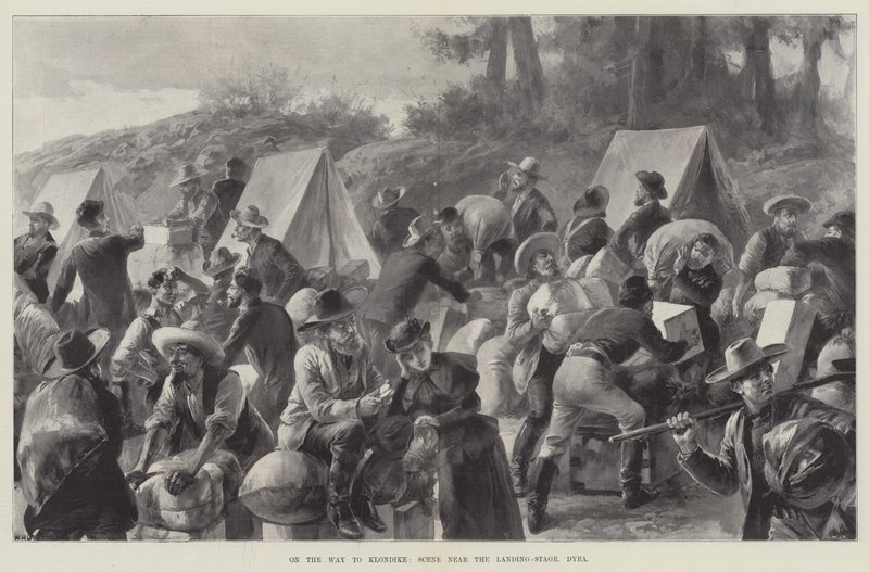 On the Way to Klondike, Scene near the Landing-Stage, Dyea by William Heysham Overend