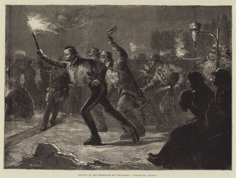 Skating on the Serpentine by Torchlight, Follow My Leader by William Heysham Overend