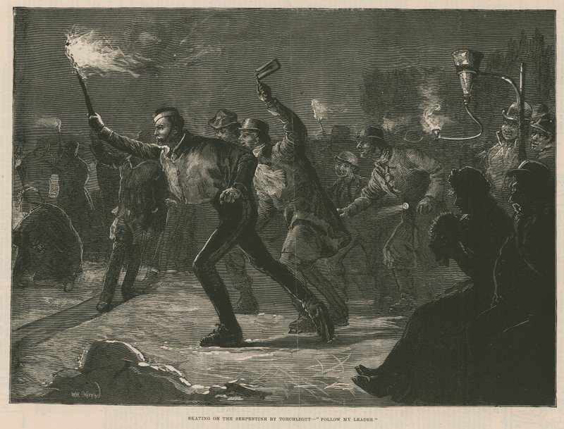 Skating on the Serpentine by Torchlight by William Heysham Overend