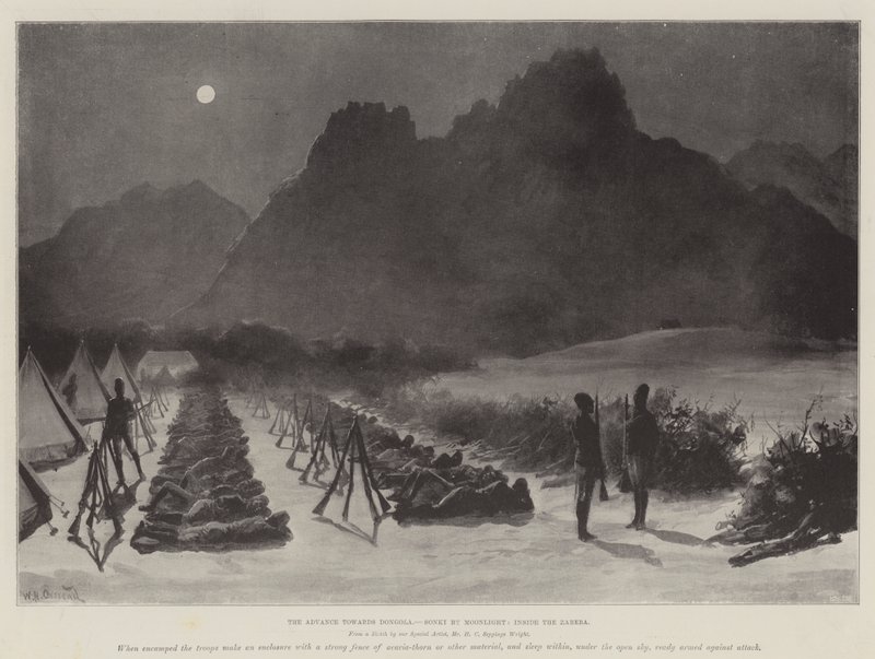 The Advance towards Dongola, Sonki by Moonlight, inside the Zareba by William Heysham Overend