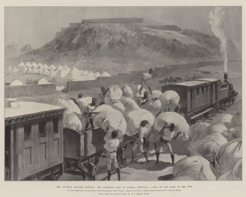 The Advance Towards Dongola, the Fortified Camp at Sarras, Crowning a Hill on the Bank of the Nile by William Heysham Overend