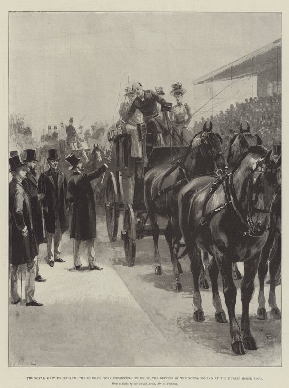 The Royal Visit to Ireland, the Duke of York presenting Whips to the Drivers of the Fours-in-Hand at the Dublin Horse Show by William Heysham Overend