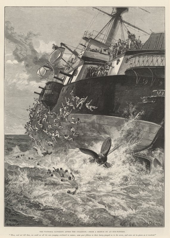 The Victoria Capsizing after the Collision by William Heysham Overend