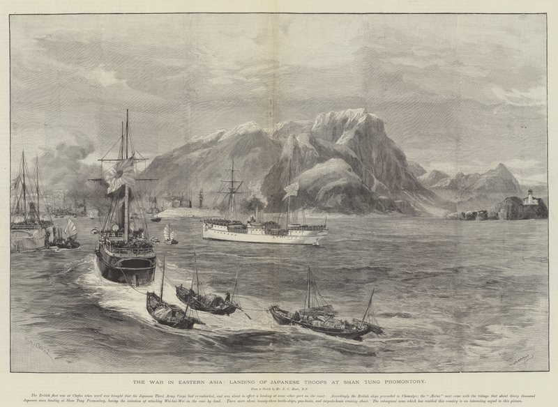 The War in Eastern Asia, Landing of Japanese Troops at Shan Tung Promontory by William Heysham Overend
