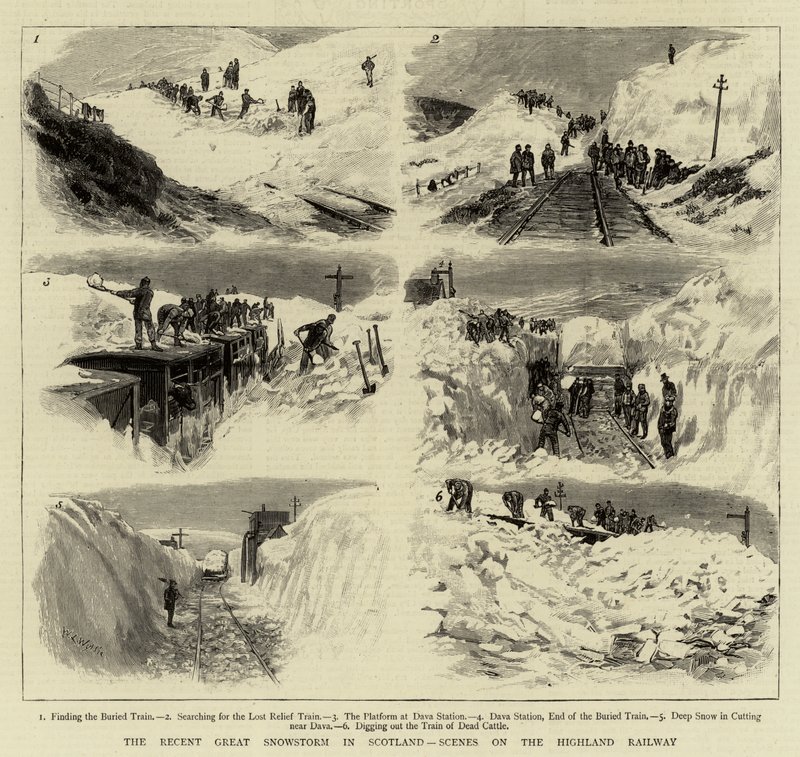 The Recent Great Snowstorm in Scotland, Scenes on the Highland Railway by William Lionel Wyllie