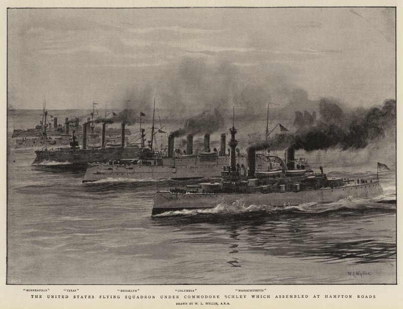 The United States flying Squadron under Commodore Schley which assembled at Hampton Roads by William Lionel Wyllie