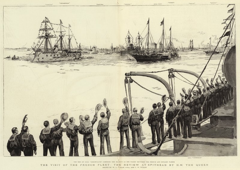 The Visit of the French Fleet, the Review at Spithead by H.M. The Queen by William Lionel Wyllie