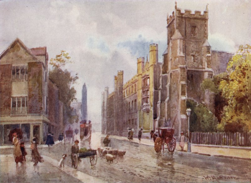 St Botolphs Church and Corpus College from the Steps of the Pitt Press, Trumpington Street by William Matthison