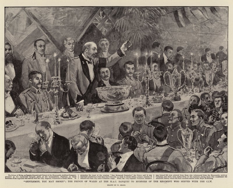 Gentlemen, You May Smoke, the Prince of Wales at the HAC Banquet to Members of the Regiment Who Served with the CIV by William Small