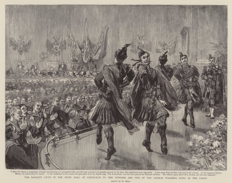 The banquet in the Music Hall at Edinburgh to the officers and men of the German warships lying in the Forth by William Small