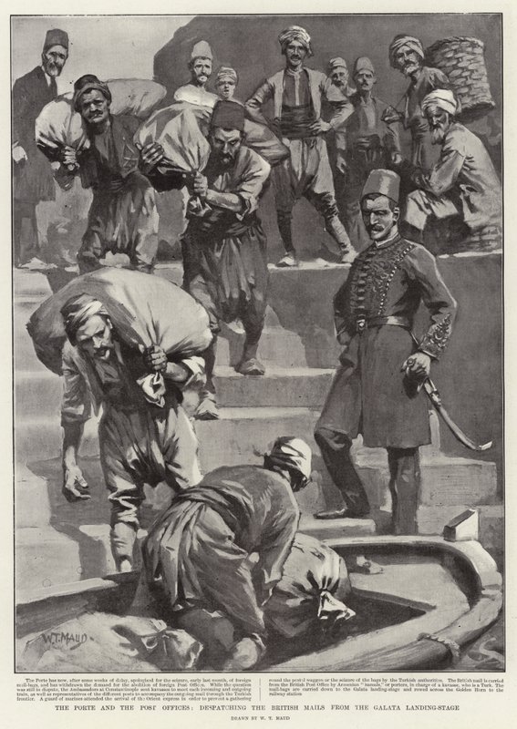 The Porte and the Post Offices, Despatching the British Mails from the Galata Landing-Stage by William T. Maud