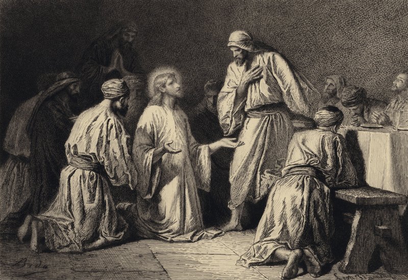 Jesus Praying in the Midst of His Disciples by after Albert Robida