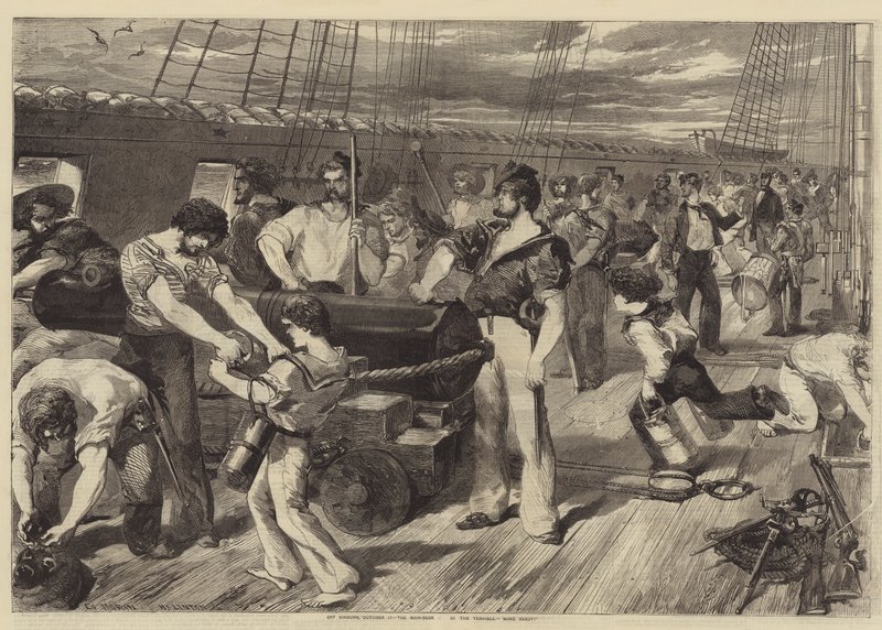 Off Kinburn, 17 October, the Main-Deck of the Terrible, Make Ready! by after Edmond Morin