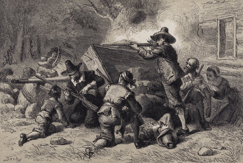 Virginians Defending Themselves Against Indians by after Felix Octavius Carr Darley