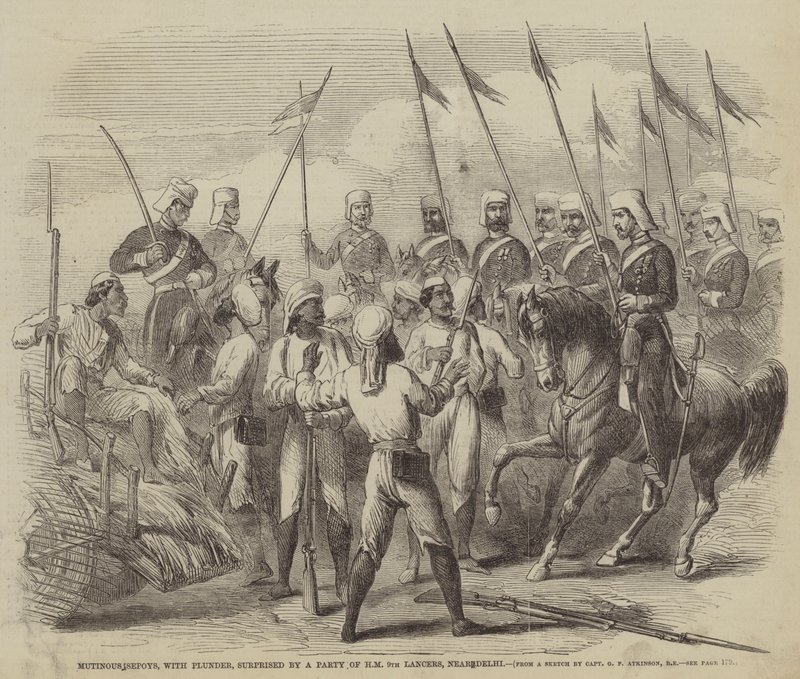 Mutinous Sepoys, with Plunder, Surprised by a Party of HM 9th Lancers, near Delhi by after George Francklin Atkinson