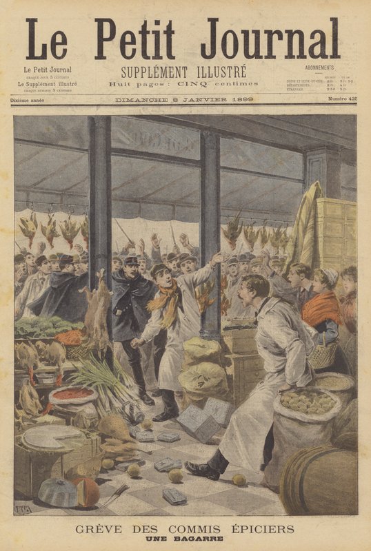 A scuffle during a strike by grocers clerks by after Henri Meyer