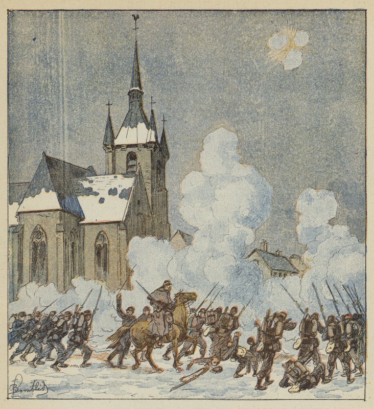 Defense of Patay by the 75th Mobiles by after Louis Charles Bombled