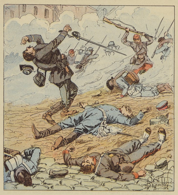 Death of Captain de Boissieu at the Battle of Orleans by after Louis Charles Bombled
