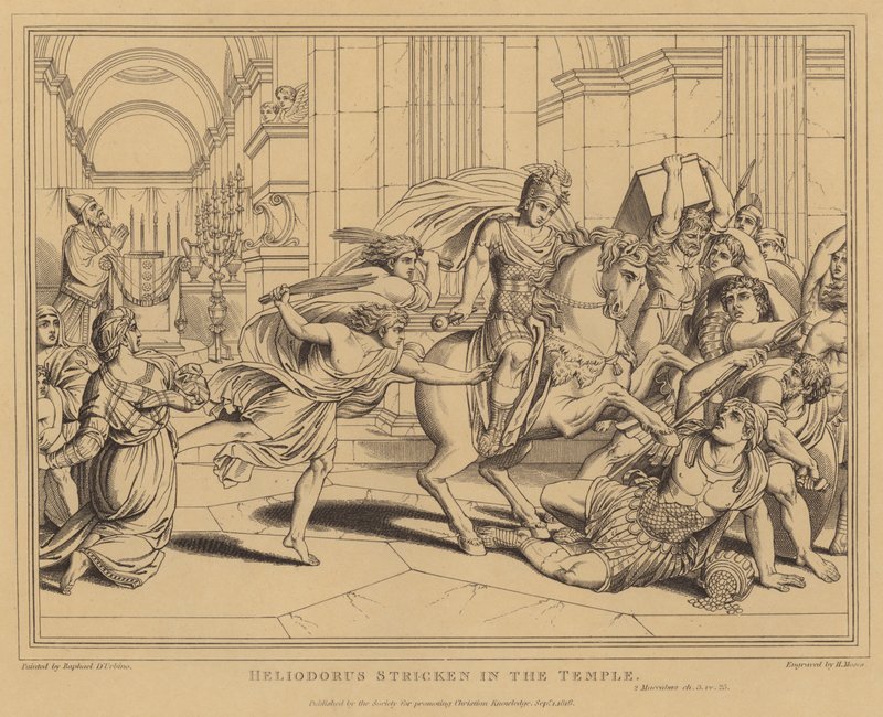 Heliodorus stricken in the Temple, 2 Maccabees by after Raphael