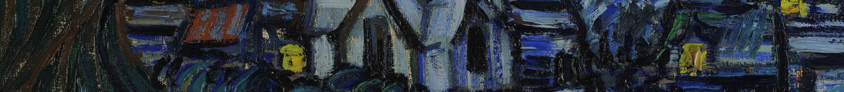 Starry Night (Vincent van Gogh), Detail: Dorf mit Kirchturm