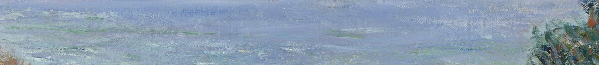 Road at La Cavée, Pourville (Claude Monet), Detail: Meerblick zwischen den Hängen
