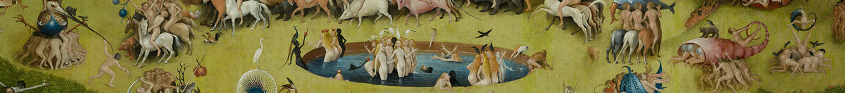 The Garden of Earthly Delights (Hieronymus Bosch), Detail: Reiterkarussell um den Frauenteich