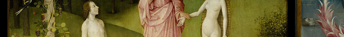 The Garden of Earthly Delights (Hieronymus Bosch), Detail: Adam, Eva und Christus im Paradies