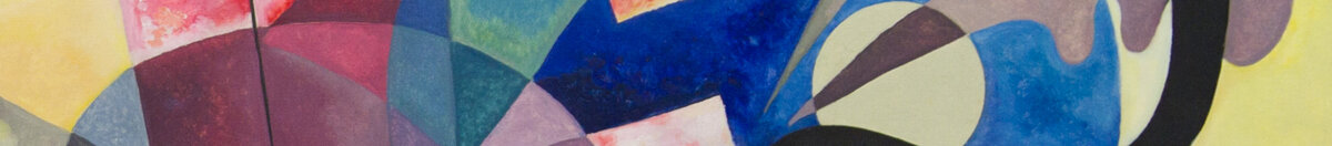 Yellow-Red-Blue (Wassily Kandinsky), Detail: Blauer Kreis mit schwarzer Schlangenlinie
