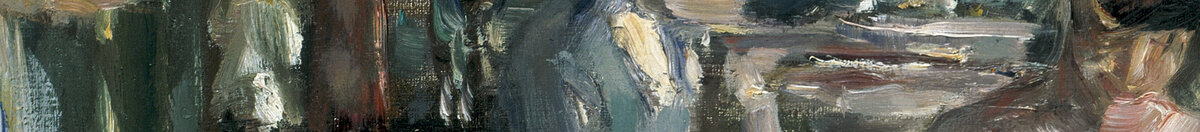 The Terrace at the Restaurant Jacob in Nienstedten on the Elbe (Max Liebermann), Detail: Frau in Blau