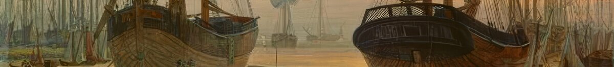 View of a Harbour (Caspar David Friedrich), Detail: Dunkler Schiffsrumpf rechts