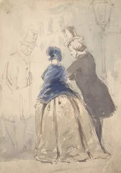 Street Scene from Vanity Fair, with Amelia, George Osborne and Dobbin, 1800-1819